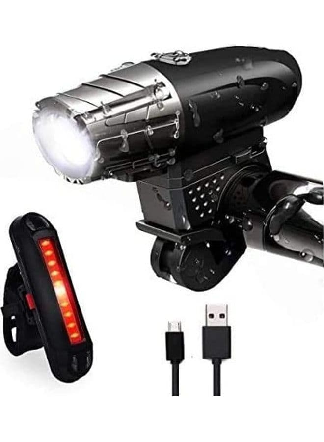 2-Piece Rechargeable Front and Back Light for Bicycle