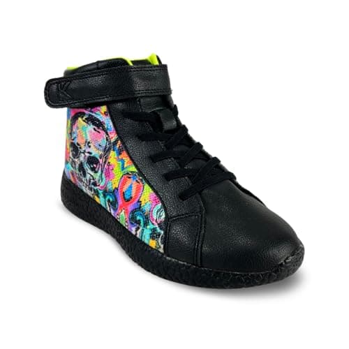 KazarMax Hoppits Unisex Black Graffiti High Top Sneakers -12 Kids UK