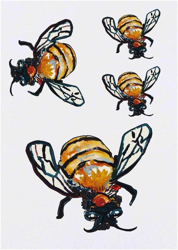 4 x Bumble Bee Temporary Tattoos Water Resistant SkinSafe NonToxic Transfers Mixed Sizes TO00001090