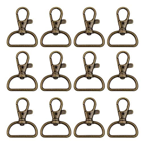 AUEAR, 20 Pack 1 Inch Trigger Snap Hooks Push Gate Swivel Lobster Claw Clasps Clips for Strap Antique Brass (Brown)