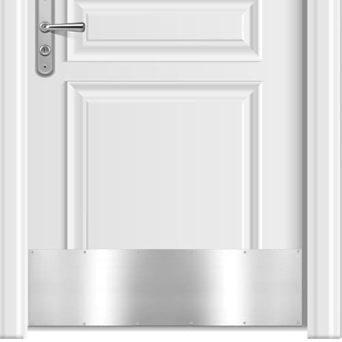 Fabbay 2 Pieces Door Kick Plate Kick Plates Aluminum Plate for Decor Avoid the Door from Kicking(10 x 30 Inches,Silver)