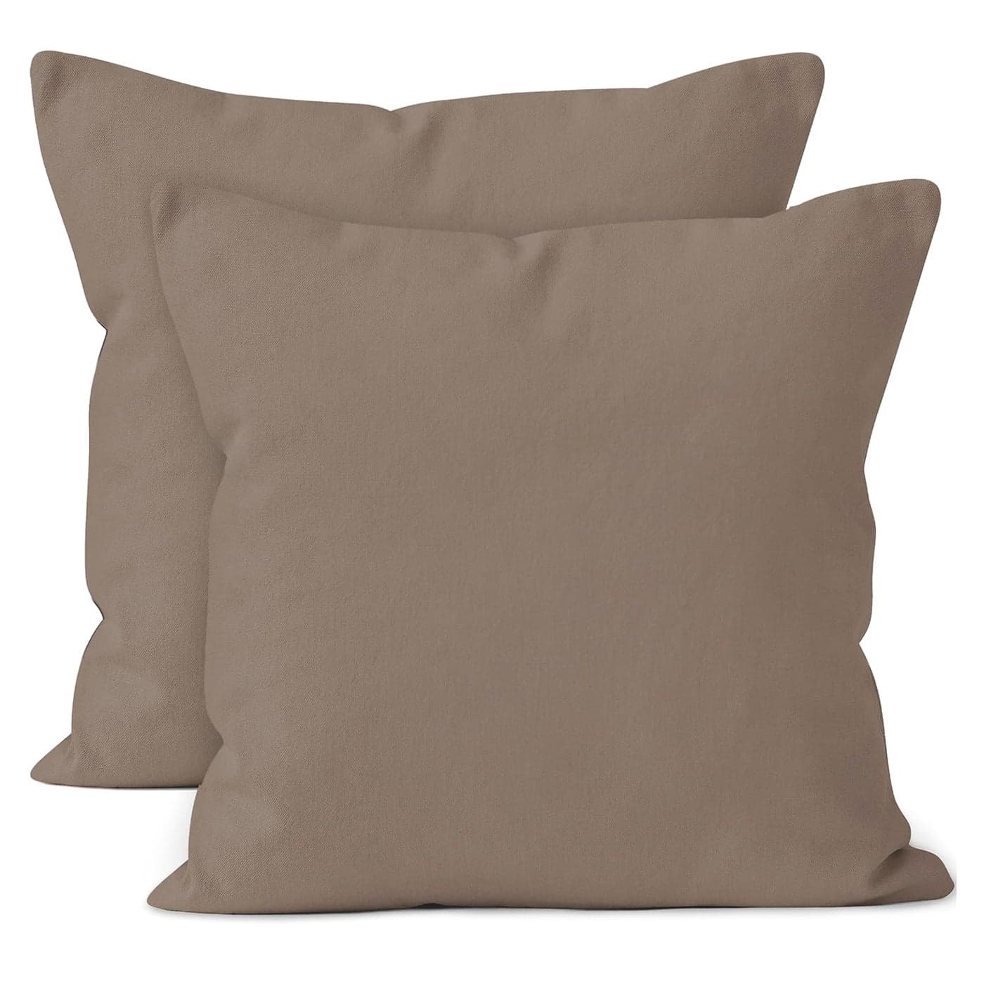 Encasa XO Cotton Throw Pillow Covers Set of 2 I 16x16 in 40x40 cm Beige I No Insert I Plain Square Pillowcases I Machine Washable Indoor Use Only