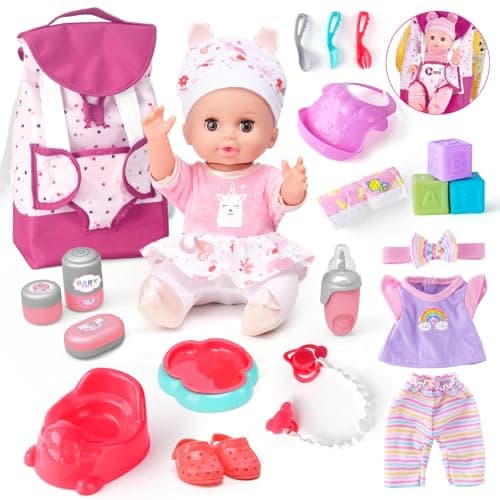 AuntyFey Baby Doll with Accessories Set Baby Dolls Set for Toddler Girls 35 612 Baby Doll Playset Baby Dolls for 5 Year Old Girls Baby Doll Toys Pretend Play ToyBackpack