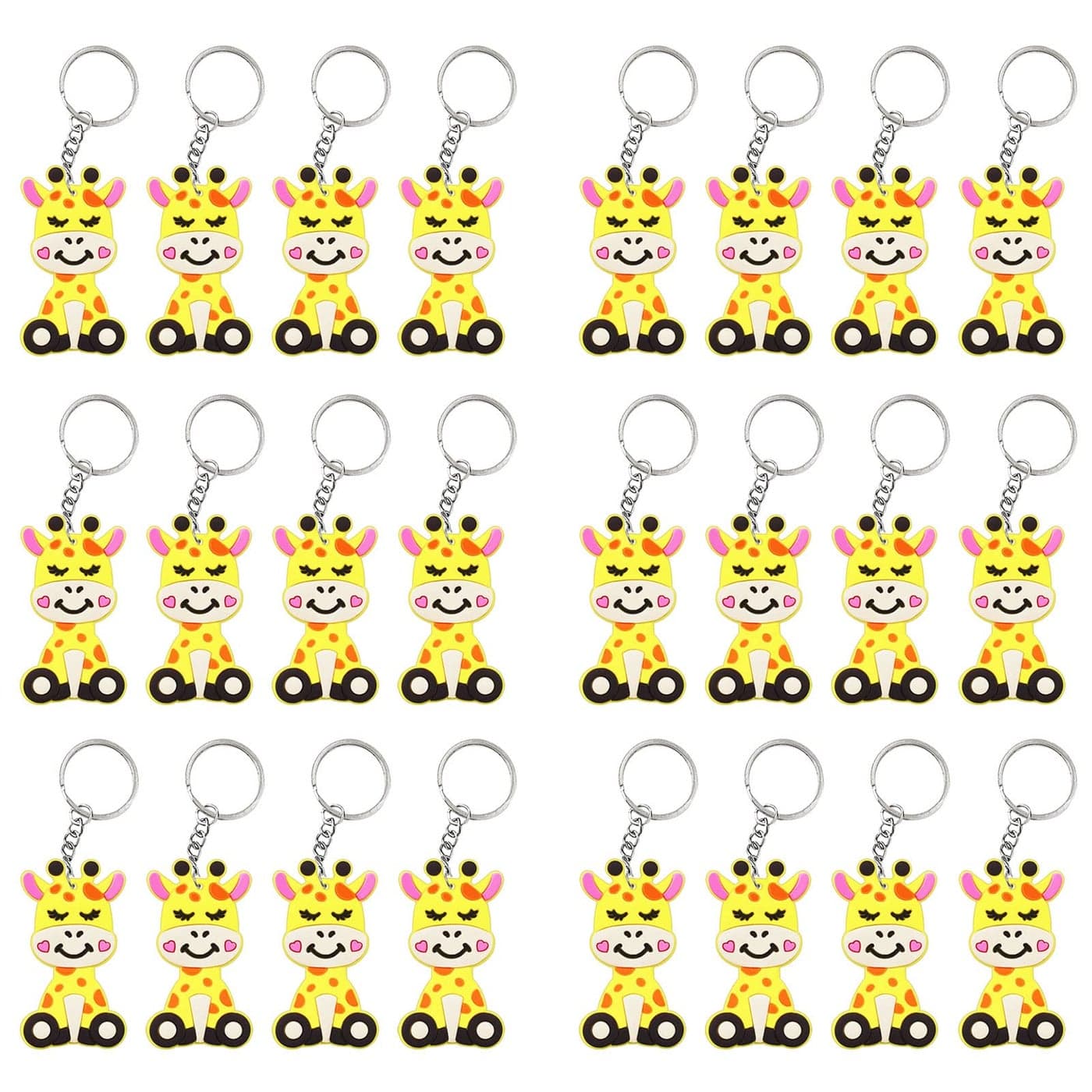 Elecrainbow 24 Pack Giraffe Keyring Pack Party Favor for Giraffe Lover Guest Return Gift Wild Animal Themed Party Baby Shower Birthday