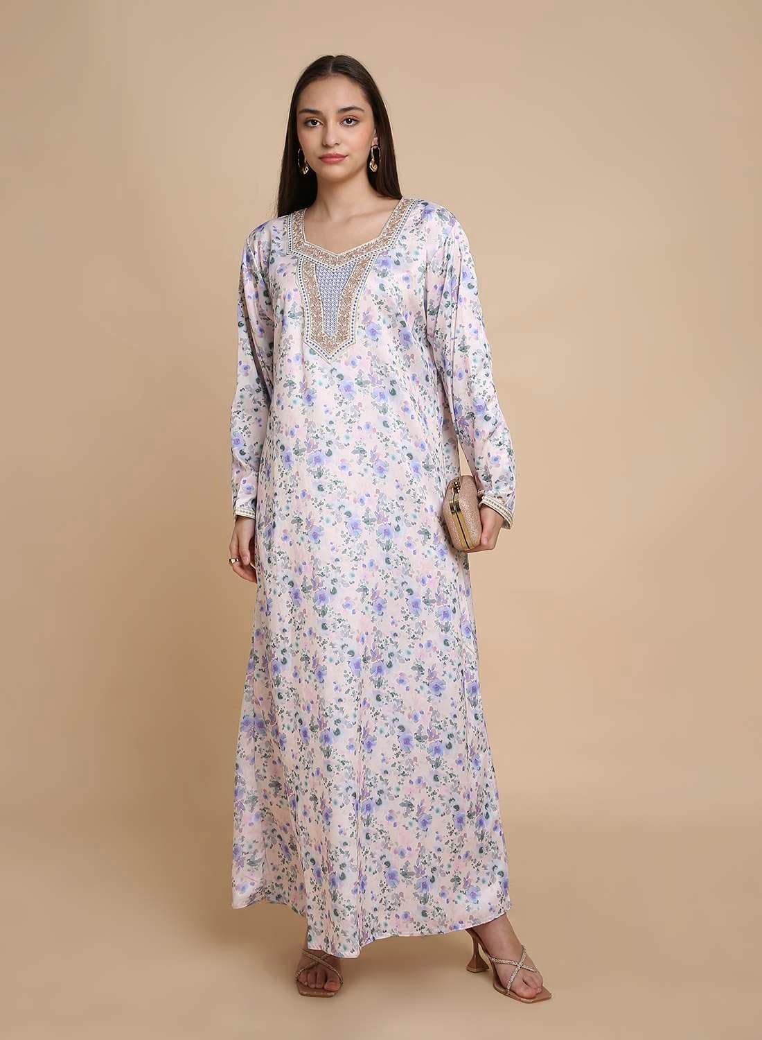 Modest Fashion Elegant Printed Arabic Jalabiya