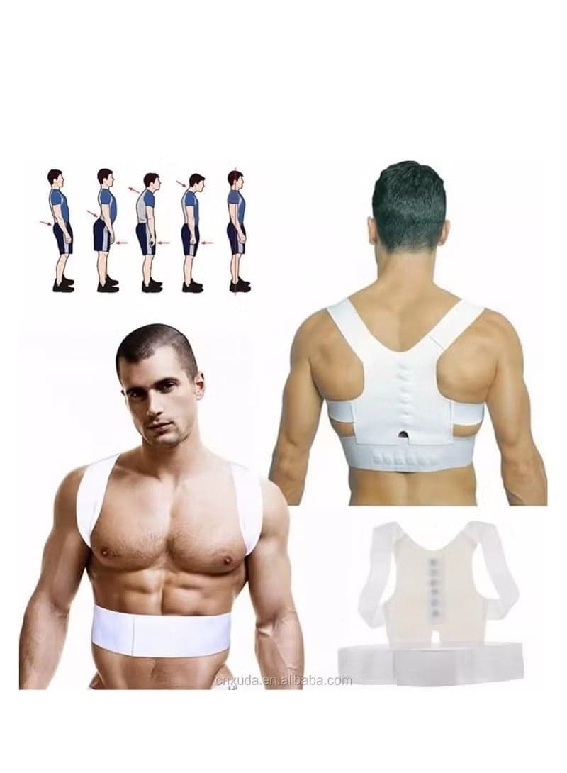 Brace Shoulder Spine Back Support Magnetic Therapy Posture Corrector Belt(M)