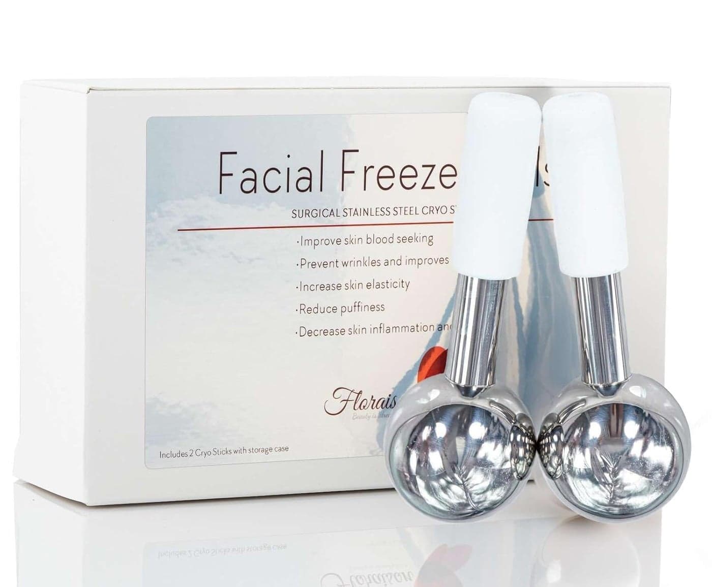 Floraison Unbreakable Stainless Steel Magic Cooling Beauty Facial Sticks for Face Neck Body Cryo Sticks Cold Roller for face Puffiness Wrinkles WineChilling Wands