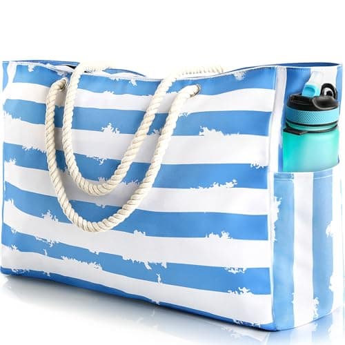 SRISE Extra Large Beach Bag for Women & Men,Beach Bags Waterproof Sandproof with Zipper, Travel Tote Bag with Multi-Pocket Design, Durable Swim Pool Bag for Family Travel Outdoor Vacation Essentials