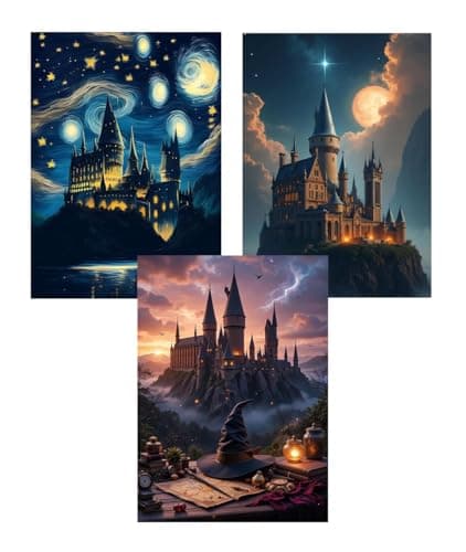 EIBEILI Diamond Art Kits for Adults - 3 Pack Magic Castle 5D Diamond Painting Kits for Beginner,DIY Magic Hat Gem Art Full Drill Diamond Dots Crystal Craft Kits for Home Wall Decor Gifts 12x16inch