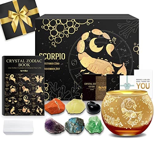 Aovila Scorpio Birthday Gifts for Women Scorpio Candle Holder Crystals Birthstones Gifts Box Set Zodiac Gifts Astrology Horoscope Gifts Birthday Gifts for Mother Sister Best Friends
