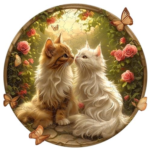 AEEKDOOK Wooden Puzzle Couple Cat Wood Puzzles Adult Unique Animal Shape Wood Jigsaw Puzzles Birthday Gifts for Cat Puzzle Lovers Family 114 113in200 Pieces