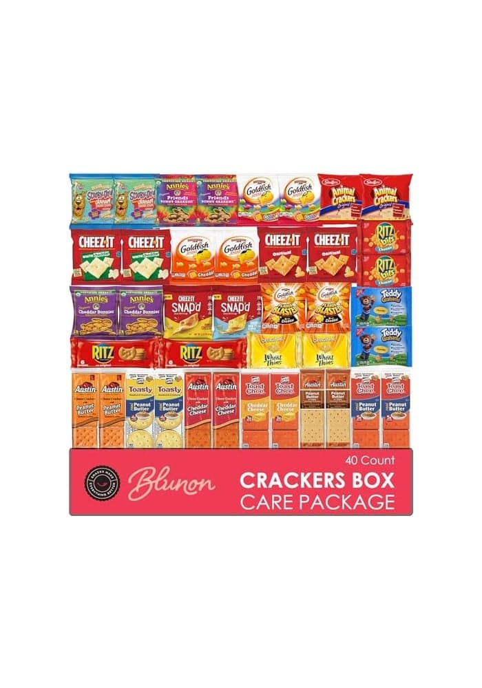 Crackers Variety Pack Individually Wrapped Assortment Sampler Bulk Care Package Gift Box Snack Pack 40 Count