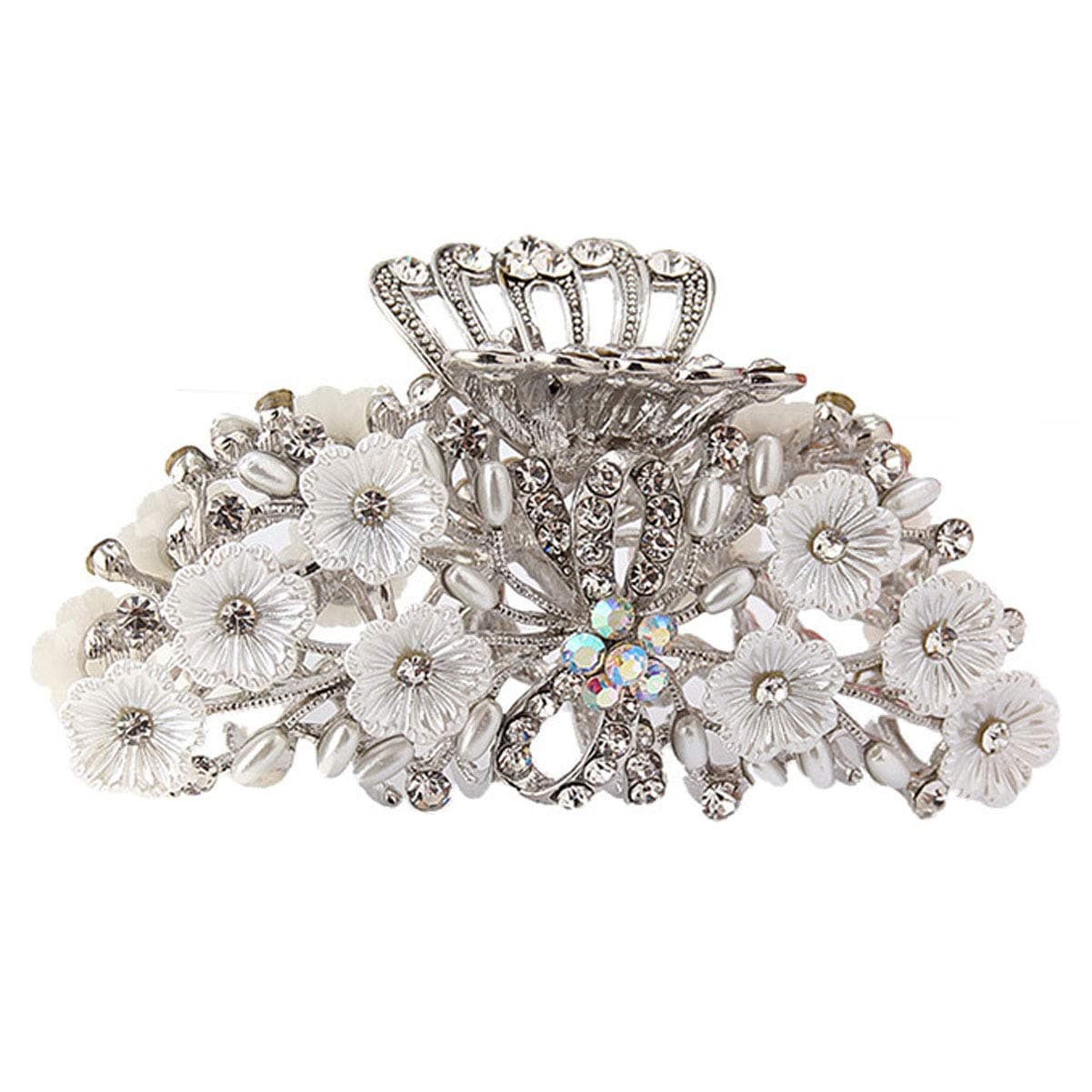 Chic Vintage Alloy Fancy Hair Claw Jaw Clips Pins Women Rhinestone Crystal Noslip Hair Catch Clamp Hair Clips Hair Updo Grip Hair Accessories