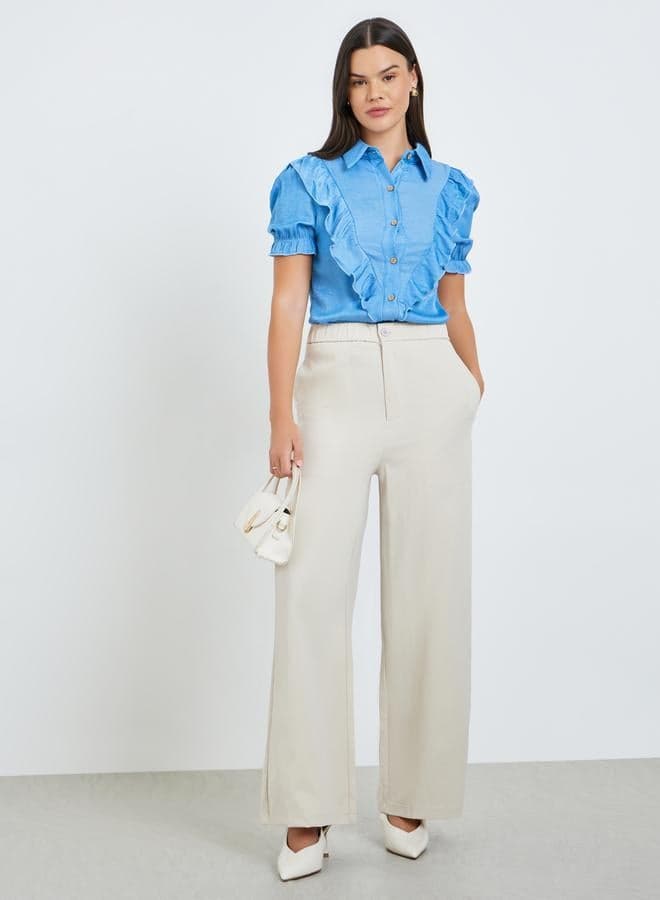 Wide Elastic Waist Straight Leg Pants