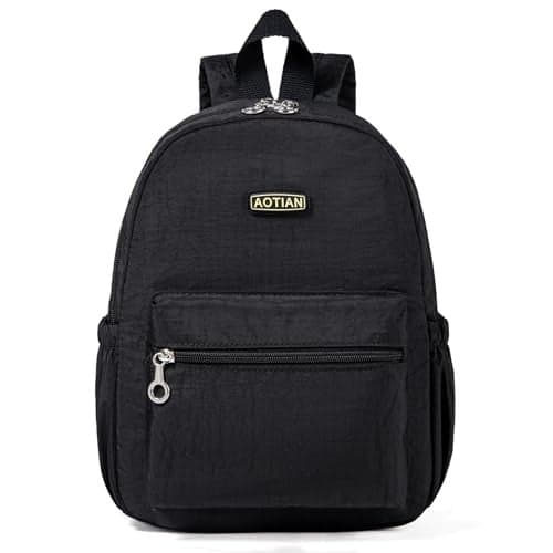 AOTIAN Mini Lightweight 11.8 Inch Backpack Durable Travel Hiking Women and Girls Small Daypack, 7 Liters Black