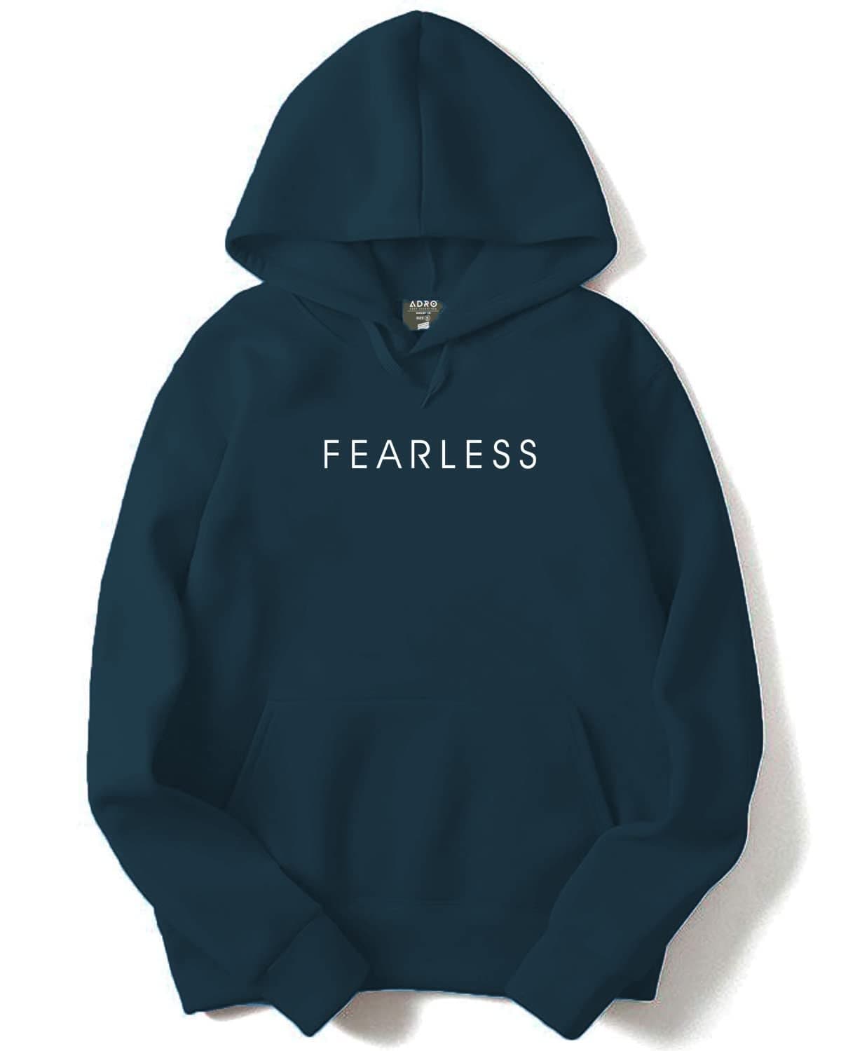 ADRO Men's Cotton Neck Hooded Sweatshirt (H22-M-FRL-SB_Teal_L)