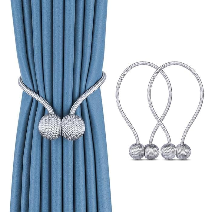 INOVERA (LABEL) 2 Pieces Window Curtain Tiebacks Drapery Hold-Backs Band for Office Home Decorative (Pair 1, Grey)