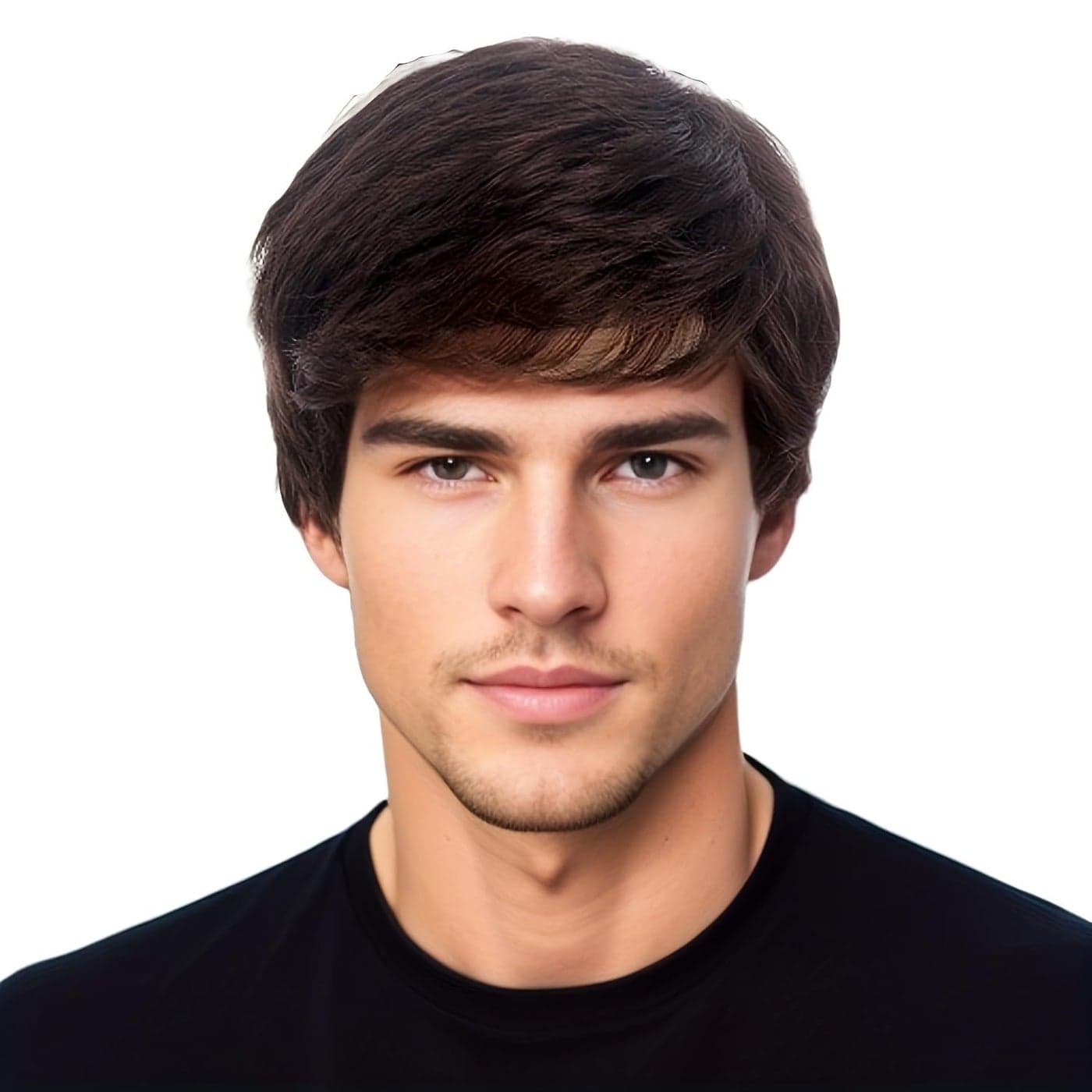 Miss Lirenn Mens Wig Short Men Wigs Brown Wig Layered Wig Synthetic Hair Wig Natural Hair Wig for Male Daily Party Costume Cosplay Wear 02 Wig Cap Free Brown