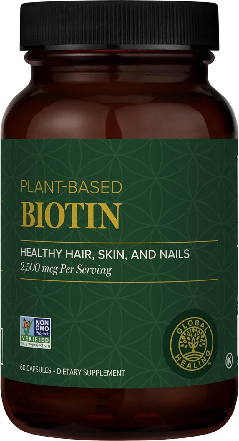 Global Healing Center Biotin Vitamin B7 Biotin for Hair Growth Supplement Vitamins Supports Radiant Skin and Stronger Nails Hair Loss Vitamins for Women and Men More Than The 1000mcg