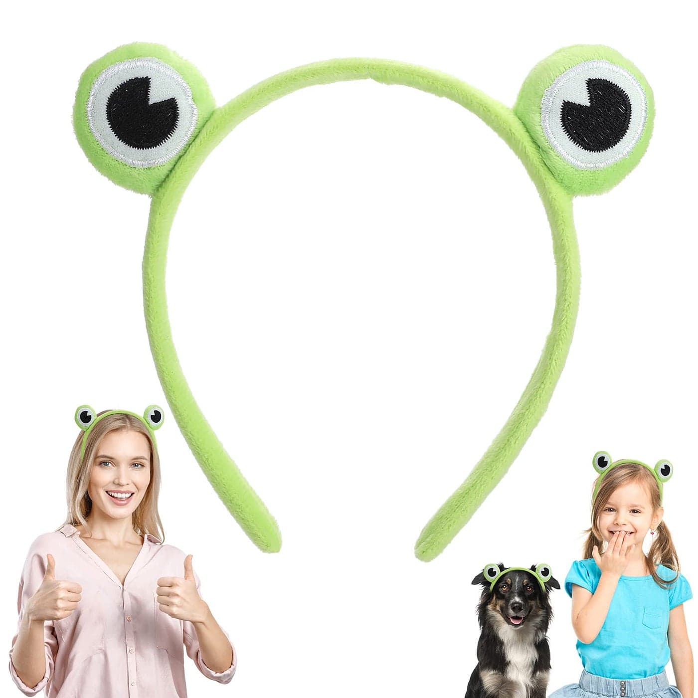 WLLHYF 1Pcs Cute Frog Headband Spa Headband Head Hoop Frog Eye Makeup Head Band Soft Elastic Hair Band for Washing Face Head Wrap Funny Hair Band for Girls Women Yoga Skincare Headbands