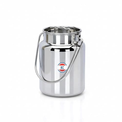 KC Stainless Steel Milk Can with Lid, 2000 ml Capacity, 13 cm Diameter, Jointless Akhand Design, Storage Container for Milk, Oil and Ghee