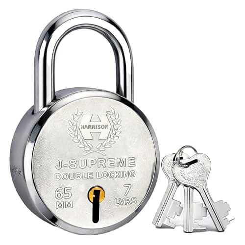 Harrison Padlocks/Round Padlock 65mm 7 Lever with 3 Keys J-SUPREME-0672 Double Locking Pack of 4/Padlock, Padlocks, Locks for Home, Locks for Main Door, gate