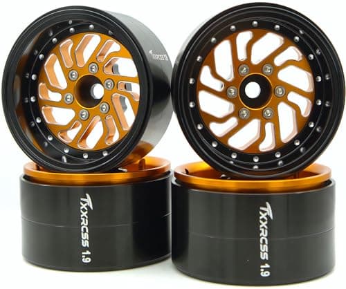 TxxRcss RC 19 Inch Beadlock Wheels Offsets 85mm Rims Hex 12mm Aluminum Wheel for TRX4 TRX6 SCX10 Gen8 110 RC Crawler Remote Control Car Upgrades Accessories Golden Black