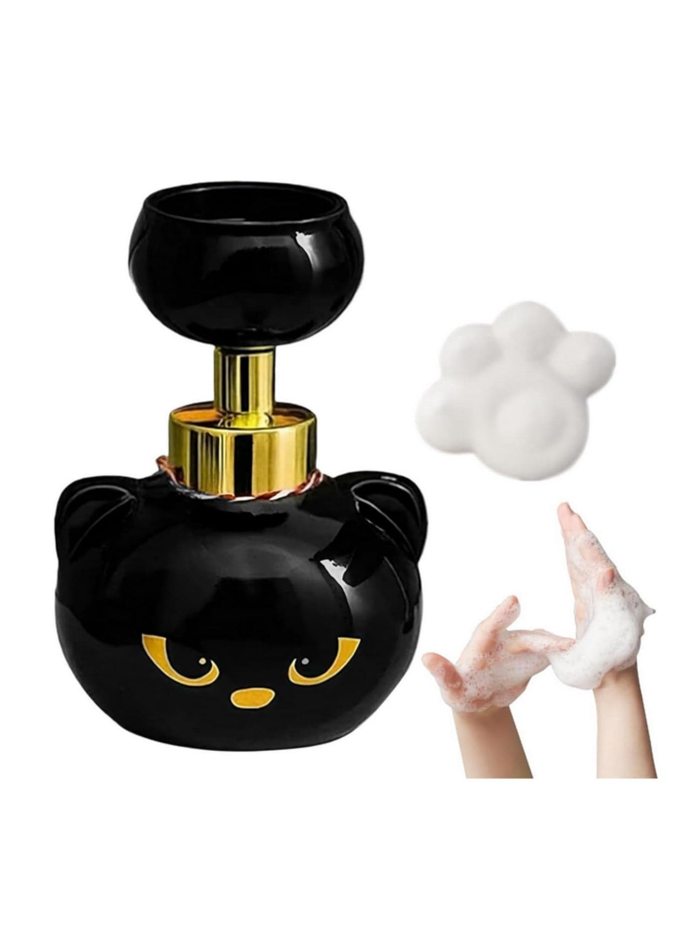 1pcs 480ML Cat Paws Foam Soap Dispenser Refillable Foaming Hand Soap Pump Bottle with Cute Cat Paw Print Design Push Type Foam Dispenser for Kitchen and Bathroom