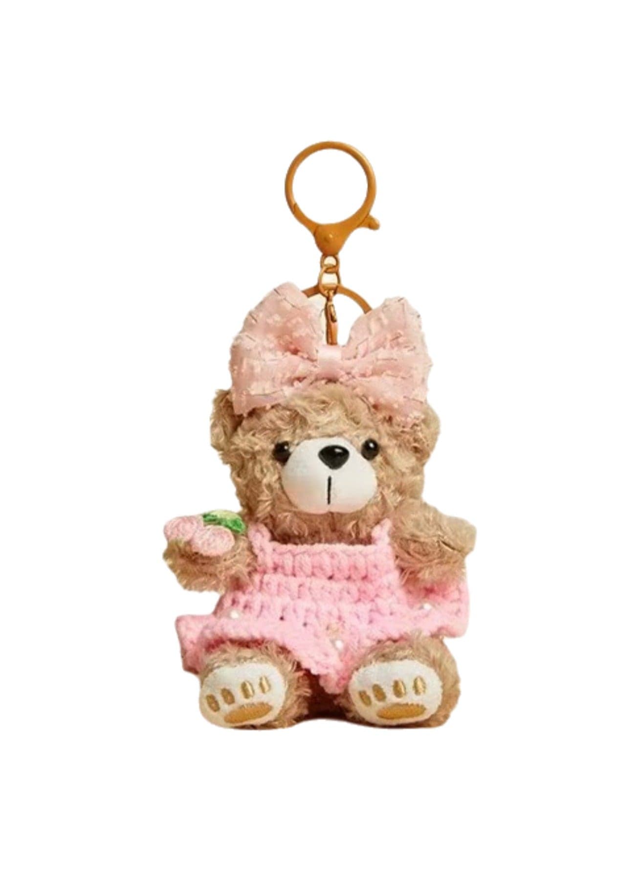 Bear Keychain, Plush Bear Gift, Cute Keychain, Bear Lover Gift, Backpack Accessories, Bag Ornaments (Cherry Blossom Bear-Pink Sweater)