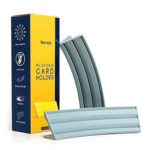BORICO Card Holders for Playing Cards 2 Pack Playing Card Holder for Kids and AdultsStackable Storage Game Card Tray with a Travel PouchGray