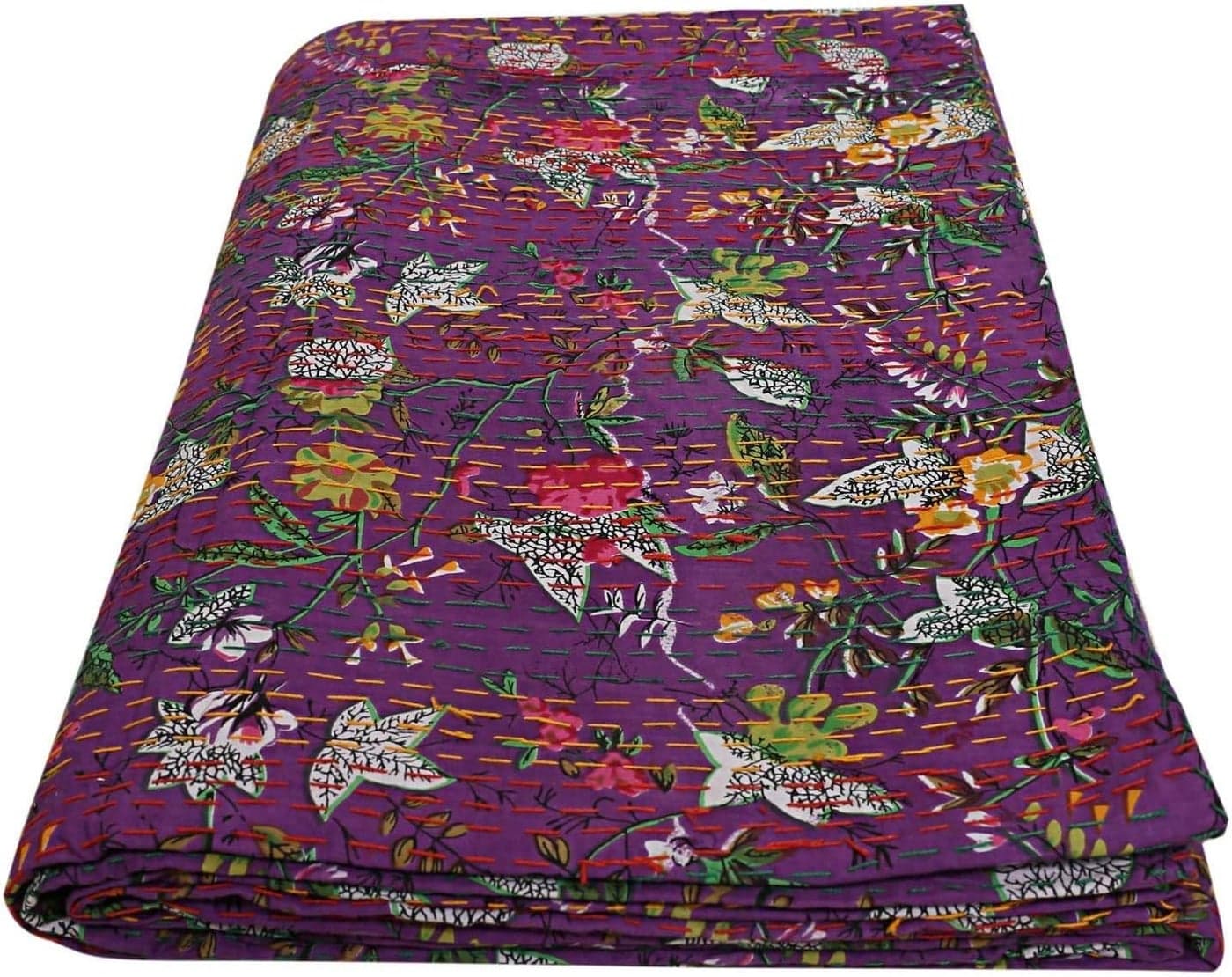 BOHEKANT Handicraft Cotton Handmade Kantha Kantha Quilt Kantha Bed Cover Bedspread Kantha Blanket Throw01 Queen 90x108 inches Double Bed