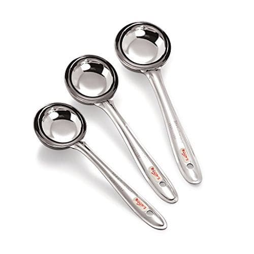 Roop's Serving Ladle Stainless Steel Spoon, Silver -Set of 3 Pieces