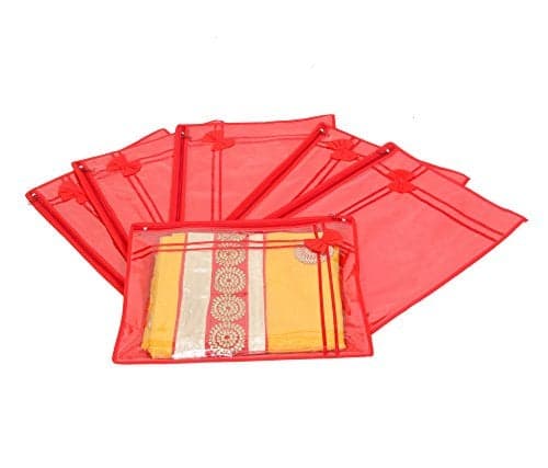Kuber Industries 6 Piece NonWoven Saree Cover Red