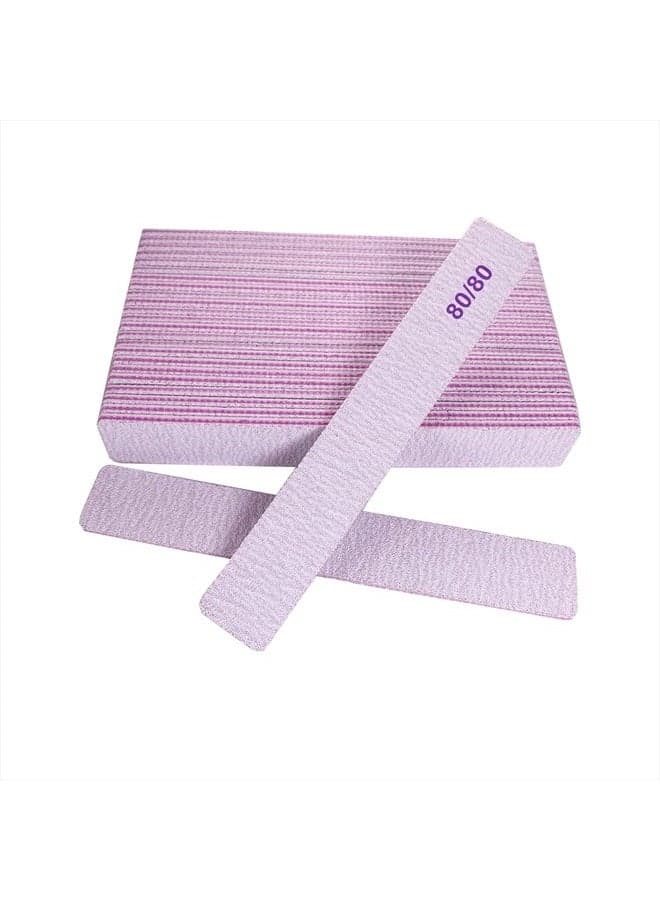 80/80 Grit Nail Files, Emery Boards Nail File for Acrylic and Gel Nails, Coarse Nail File Double Sided 80 Grits Emory Professional Filers Reusable Washable Manicure Square Gray