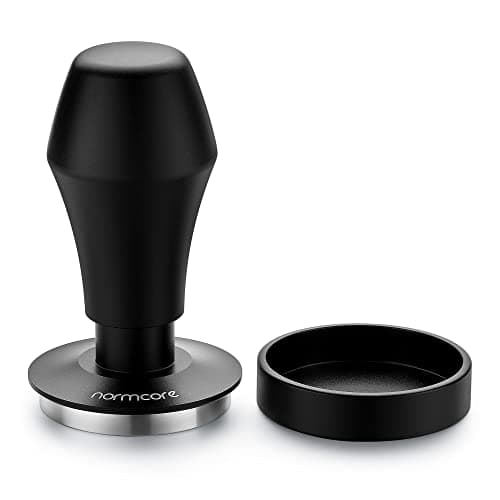 Normcore 45.5mm Spring Loaded Coffee Tamper V4 Fits Flair Pro, Pro 2, 304 Stainless Steel Flat Base, Ergonomic Anodized Aluminum Handle, Black