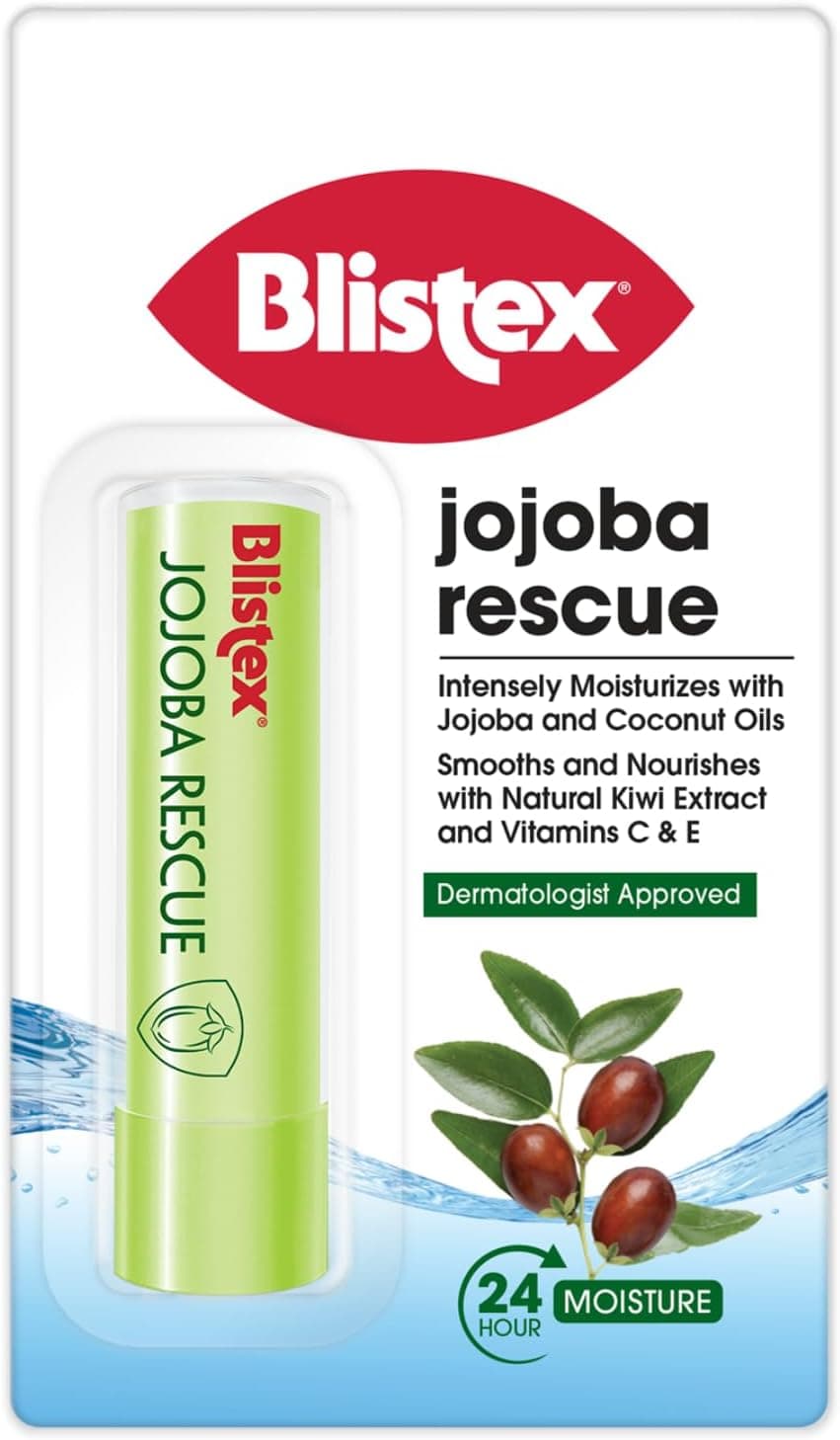 Blistex Jojoba Rescue Lip Balm Helps Moisturise and Hydrate Lips with Jojoba Oil Multipack 37g x 12