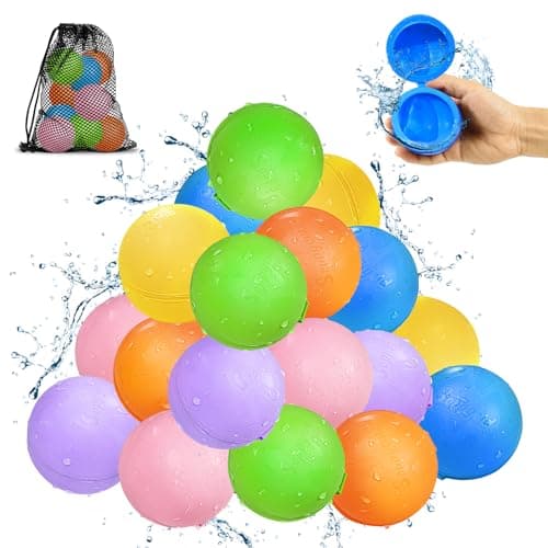 Reusable Water Balloons Kids Summer Outdoor Toys Quick Fill Self Sealing Water Bomb for Kids Adult Water Polo Fight GamesSummer Fun Party Water Balls with Storage Bag 18pack