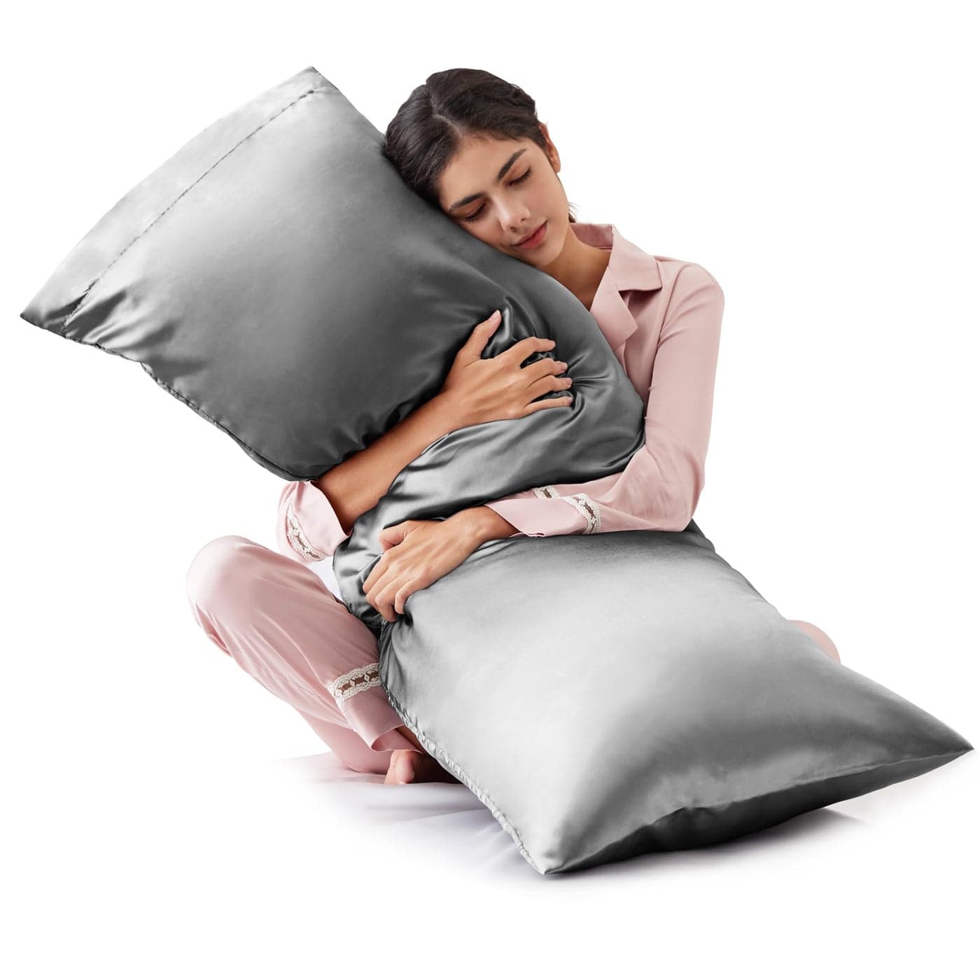 Loves cabin Satin Body Pillow Pillowcase Similar to Silk Body Pillow Cover with Envelope Closure Silky Cooling Long Pillowcases for Hair and Skin 20x54 inches Dark Grey