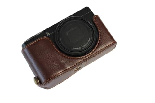 Ricoh GR III Case, BolinUS Handmade Genuine Real Leather Half Camera Case Bag Cover for Ricoh GR III Bottom Opening Version + Hand Strap (Coffee)