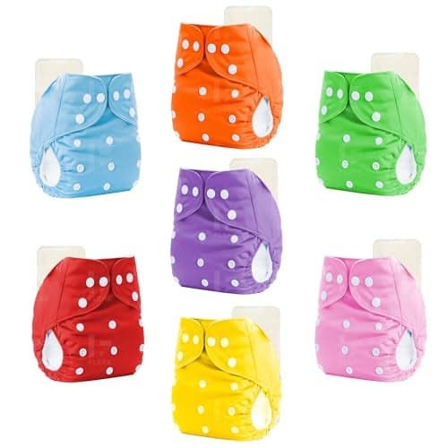 Flere Reusable Baby Cotton Cloth Diapers - Adjustable & Washable with Insert Pads for 0-3 Years | Soft, Waterproof & Eco-Friendly (Multicolor, Pack of 5), 1 count