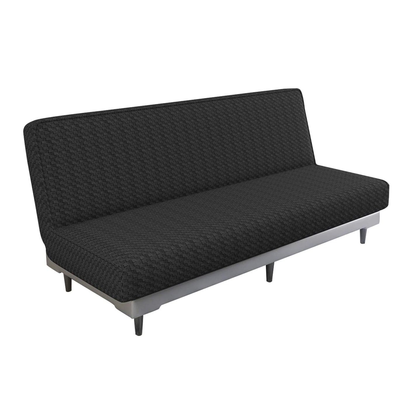 MAXIJIN Jacquard Futon Cover Stretch Armless Sofa Cover Soft Slipcover with Elastic Bottom Thick Furniture Protector Covers for Washable Futon Black
