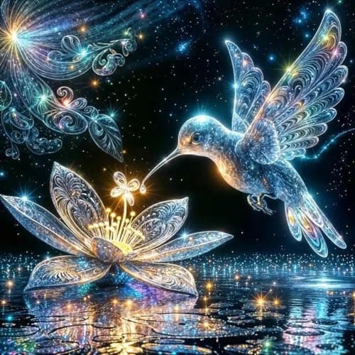 SHICERNHJ Hummingbird Diamond Art Kits for AdultsDIY Bird Diamond Painting Kits Round Diamond Dots for Adults5D Full Drill Painting Kit Art and Crafts for Adult Home Wall Decor 14 X 14inch