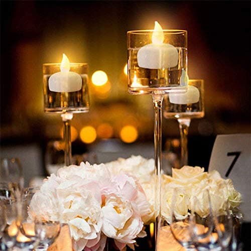 IMAGE Floating Candles, Flameless Floating LED Tea Lights 12 Pack Waterproof Tealight Candles for Wedding Party Spa Home Indoor Outdoor Decor-Yellow