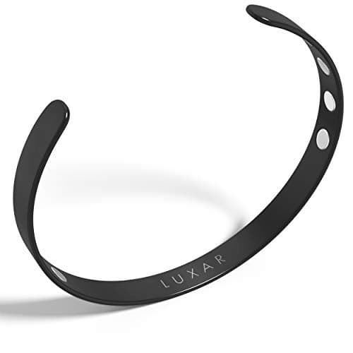 LUXAR Men's/Women's Magnetic Therapy Bracelet | Sophisticated Solid Titanium Bangle with Rare-Earth Neodymium Magnets (Black | Large)