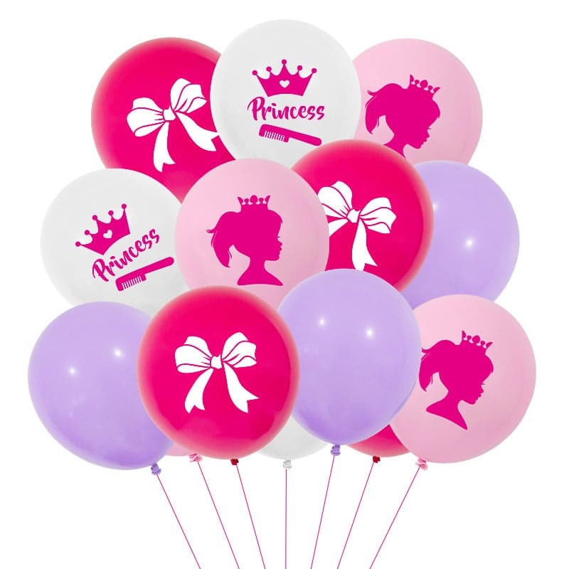 New Printed Rose Princess Barbie Balloon Set Sequin Balloon Decoration One-Year-Old Party Po Props Layout