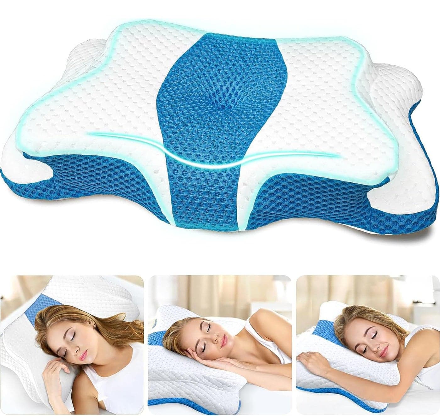 CHxxy Memory Foam Pillows Cervical Pillow for Neck and Shoulder Pain Relief Ergonomic Contour Bed Pillow Soft for Side Sleep Stomach Sleeping and Back Sleeper