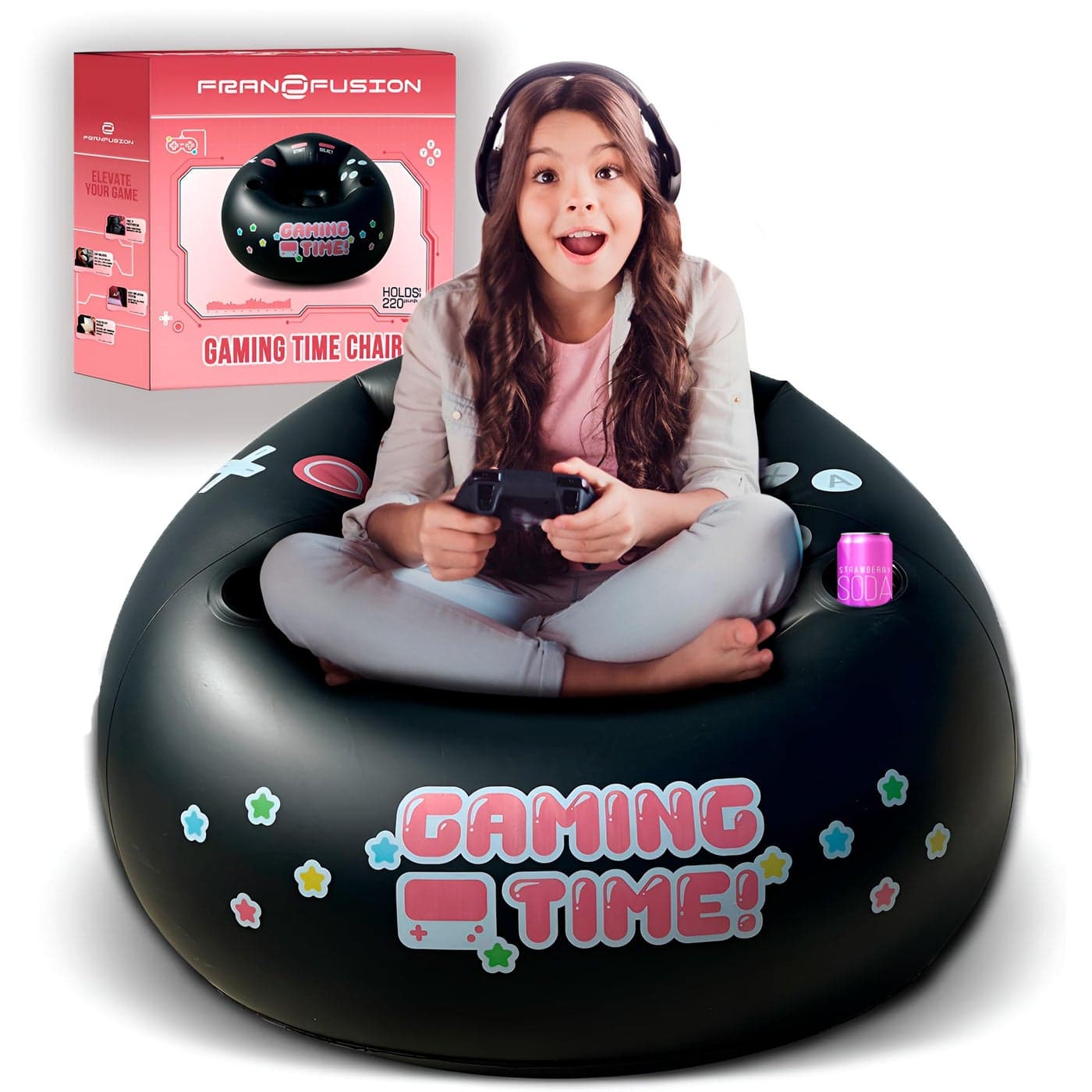 Inflatable Gaming Chair for Kids Teens with Cup Holders and Side Pocket This Air Gaming Bean Bag Chairs for kids is The Perfect Furniture for Gamer Room Decor Perfect Gaming Stuff for boys 412