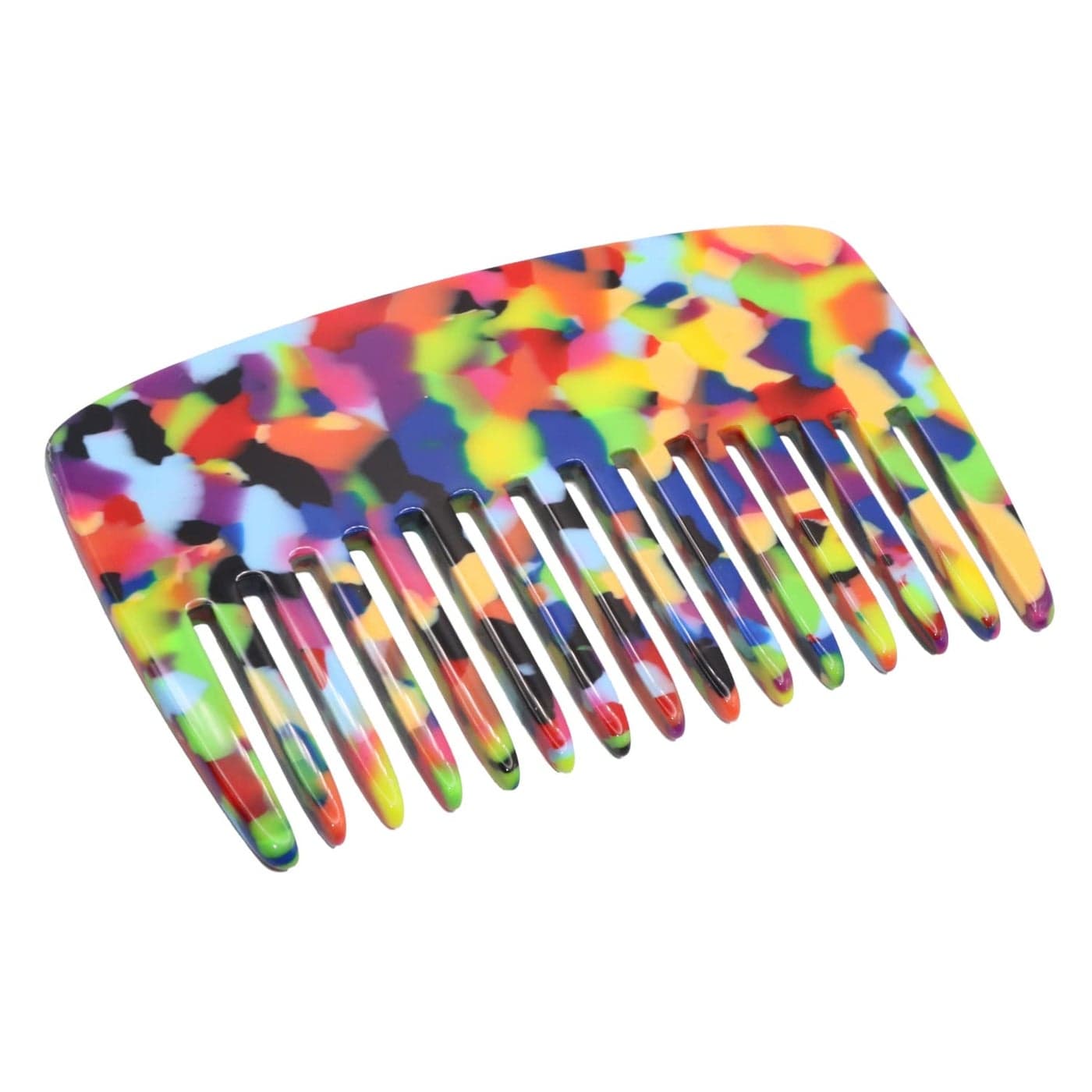 French Amie Wide Teeth Pocket Comb for Thick Hair Celluloid Handmade No Static Grooming Styling Detangling Hair Comb for Women and Girls Multi Color