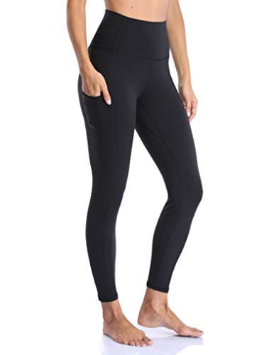 YUNOGA Women's High Waist Buttery Soft Athletic Yoga Pants 25" Inseam Leggings with Pockets (XL, Black)