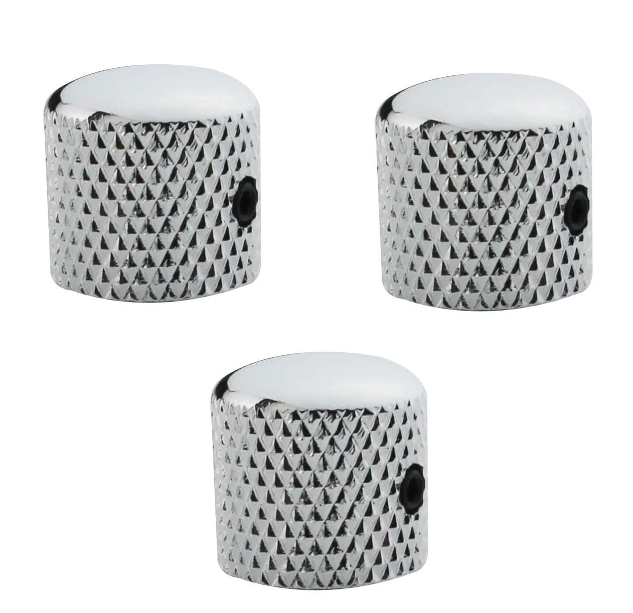 Guyker Guitar Potentiometer Knobs with 6mm (0.24") Dia. Shaft Pots - 3Pcs Metal Dome Control Knob Fits for Electric Bass Guitar (NS005, Chrome)
